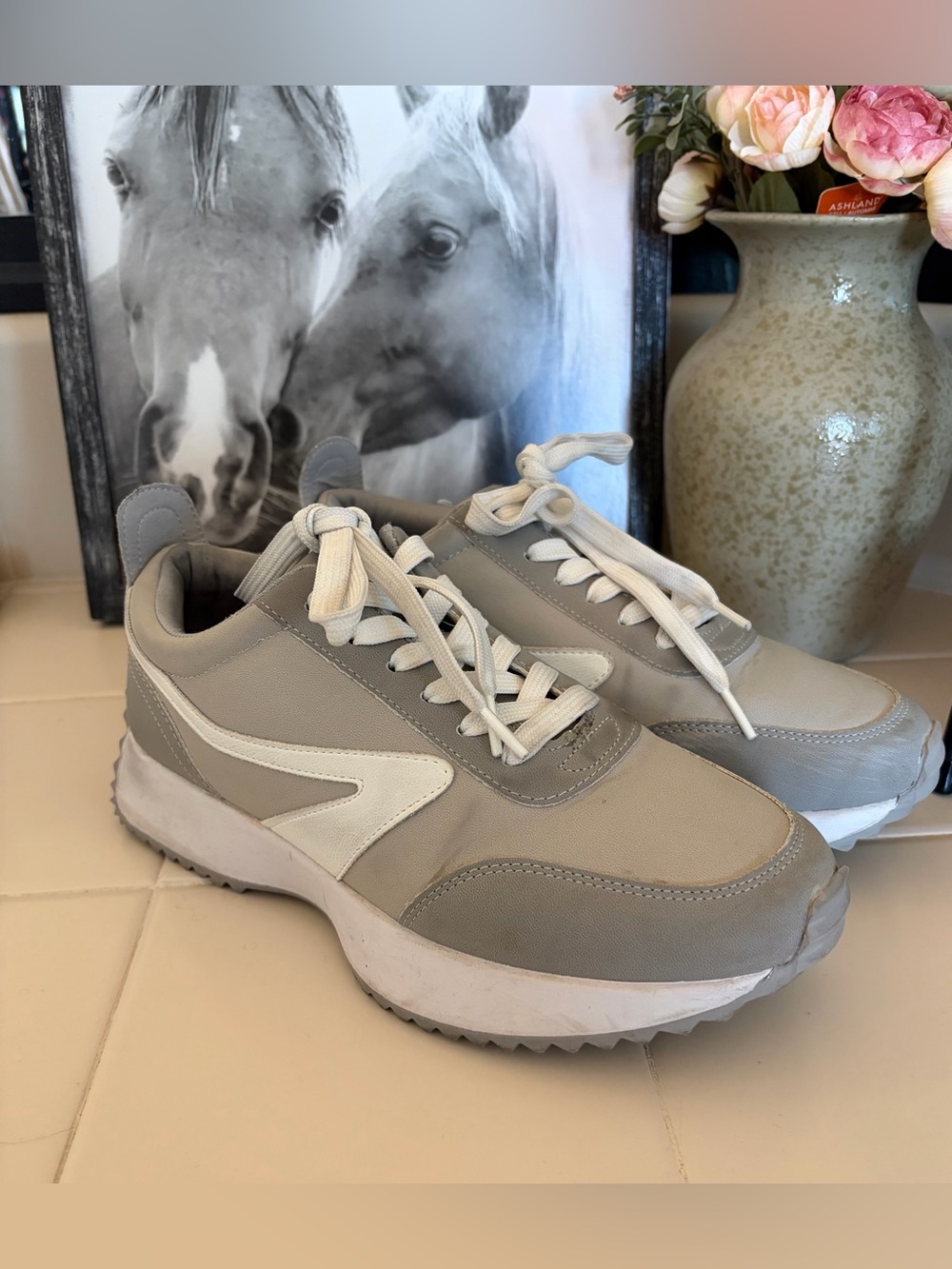 Dolce Vita Gray and White Women's Sneakers